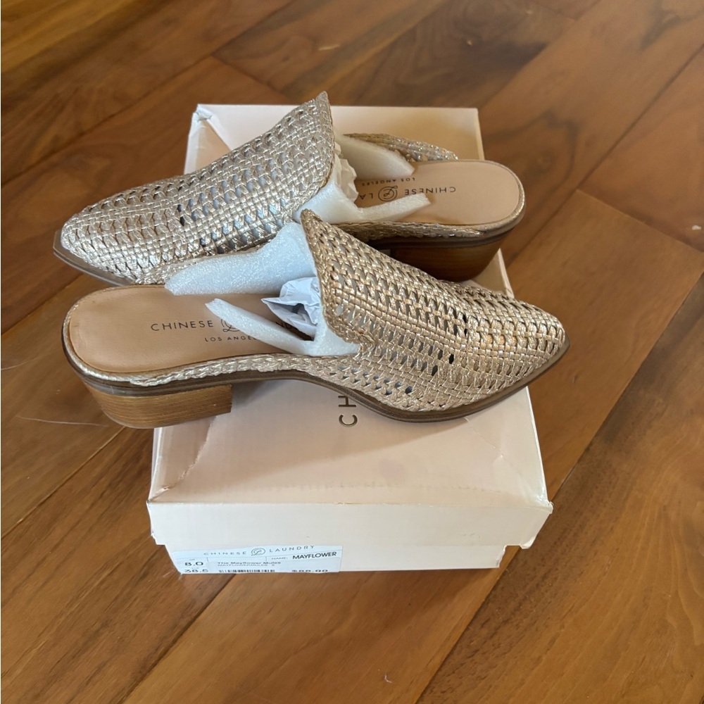 Chinese Laundry Metallic Woven Mules